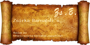 Zsirka Barnabás névjegykártya